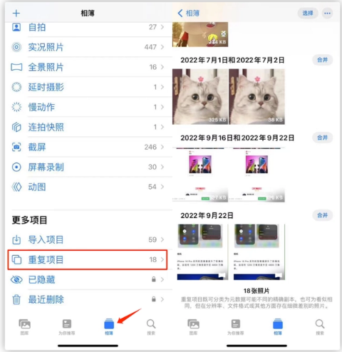 南坤镇苹果手机维修分享iOS 16 中相册重复项目功能使用方法 