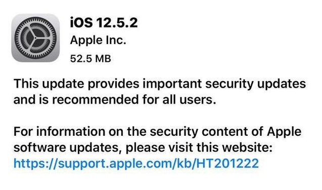 南坤镇苹果手机维修分享iOS12.5.2发布，建议所有老苹果用户安装 